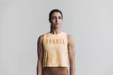 Nobull Muscle Tie-Dye Women's Tank Tops Yellow | Australia (NQ4872)